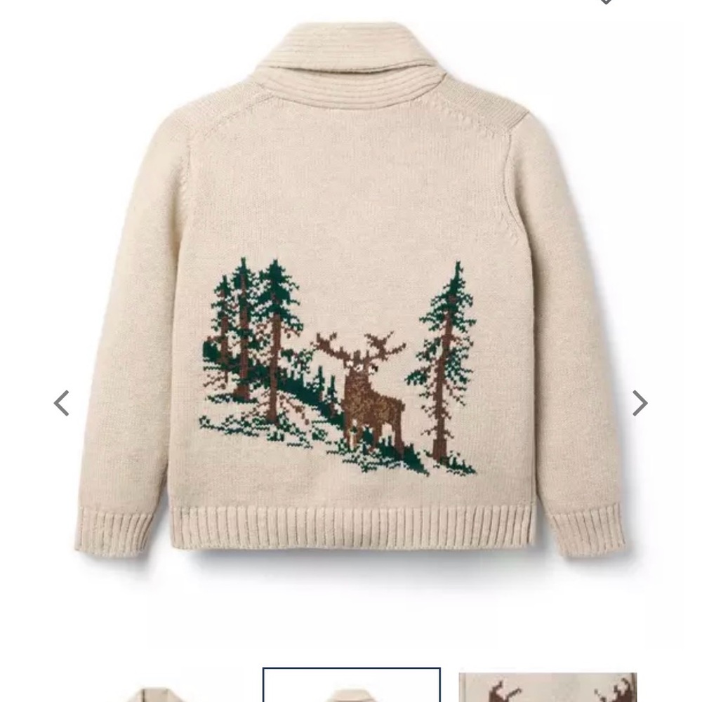 Janie and Jack Beige Cardigan with Deer Motif - Picture 2 of 2